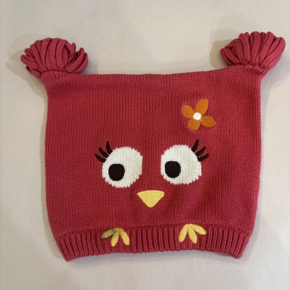 Gymboree Fall Homecoming Owl Pink Sweater Knit Hat 12-24M Cute!  RARE HTF **READ